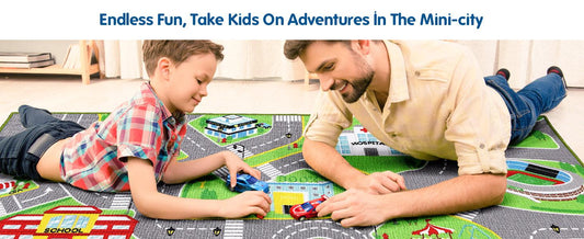 Children's Driveway Map, The Childhood Of Father And Son - BooooomJackson -Kids Rugs Carpet