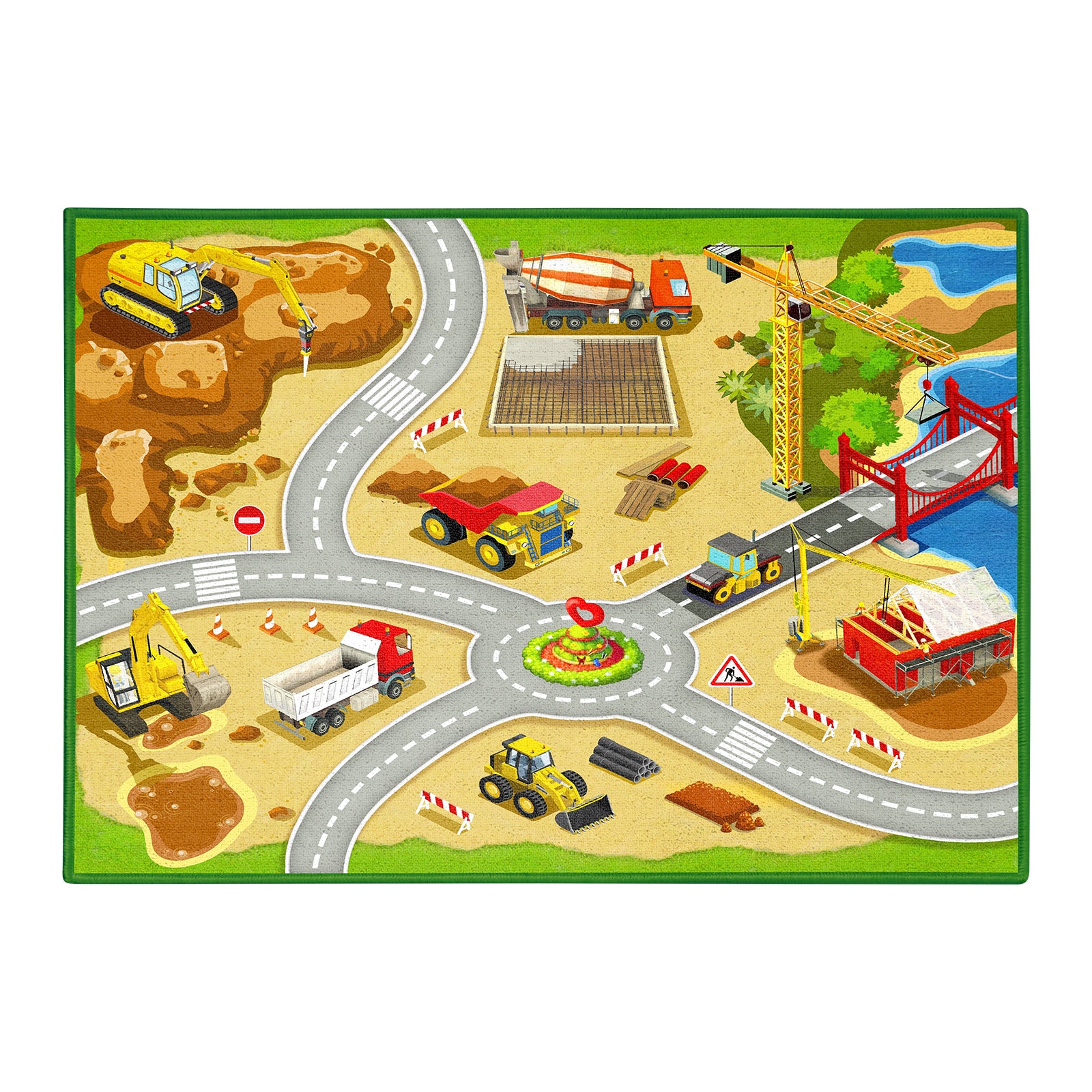 Boom City C007 Construction Vehicles Play Mat