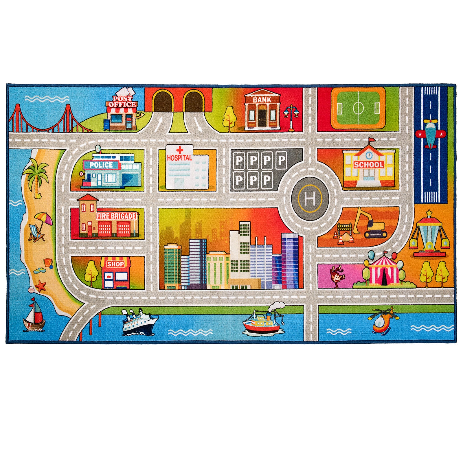 Boom City C004 Road Traffic Kids Rug