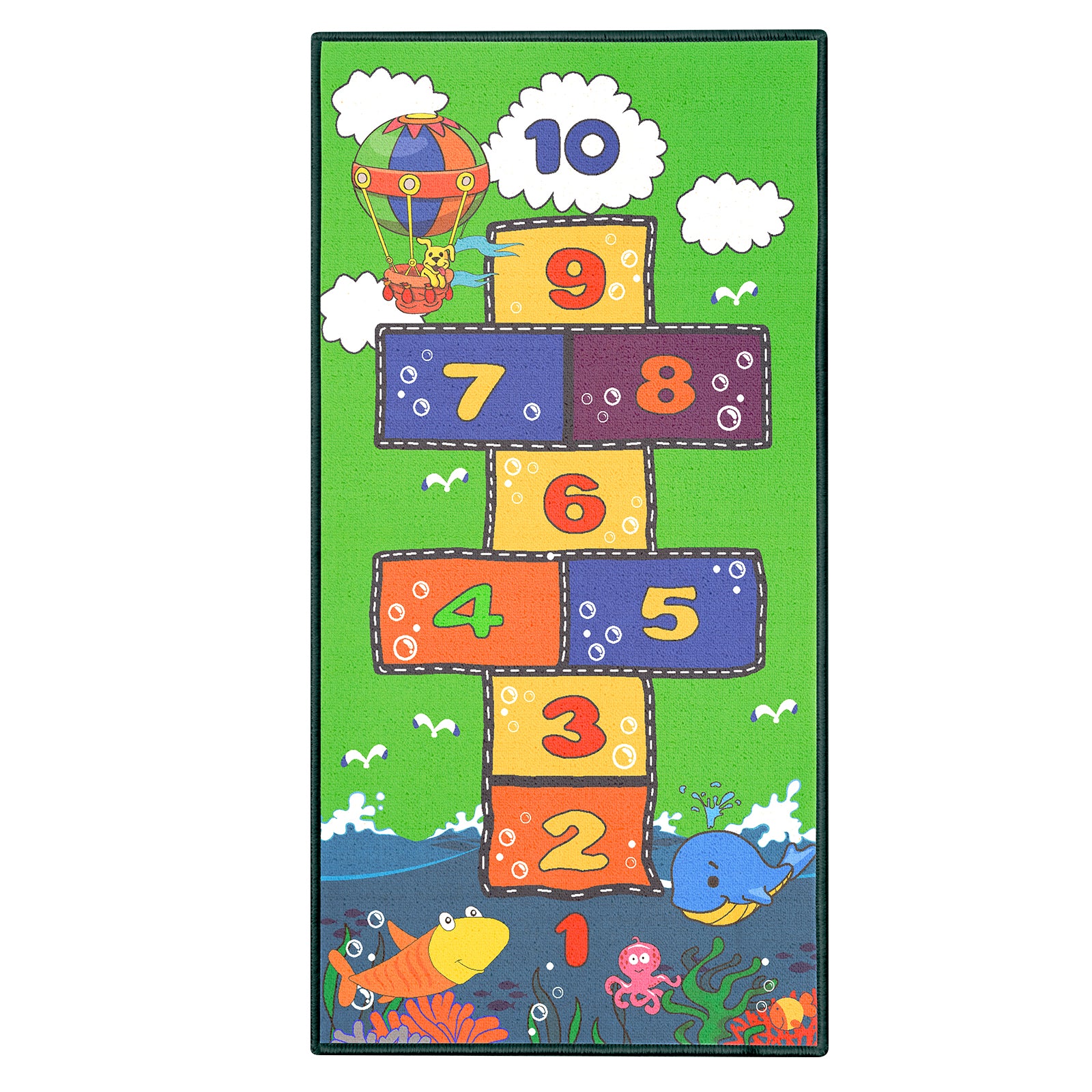 Boom Sport Hop003 Green Hopscotch Kids Rug