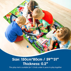 Kids Car Rug Play mat for Kids,31"X59" Kids Rug,Car Mat with Roads for Bedroom, Kid Carpet for Toddler Boy,Car Carpet Area Rug Mat with Non-Slip Backing,Car Educational Mat with Cars and Toys-9