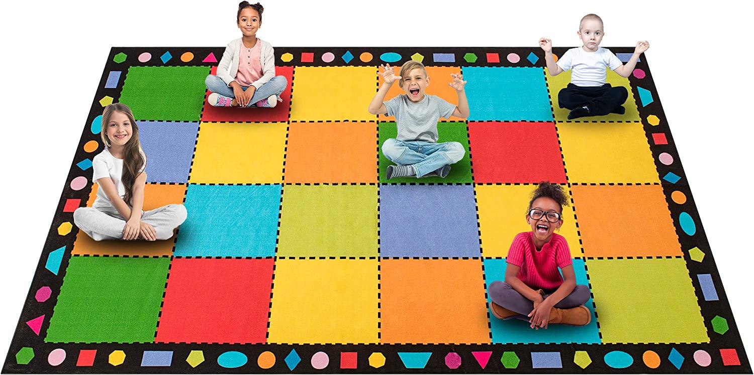 Booooom Jackson Classroom Carpet, Children's Classroom Rug 7'6"x13' Kid Rug with Non-Slip Backing, Children's Classroom Seating Carpet Elementary