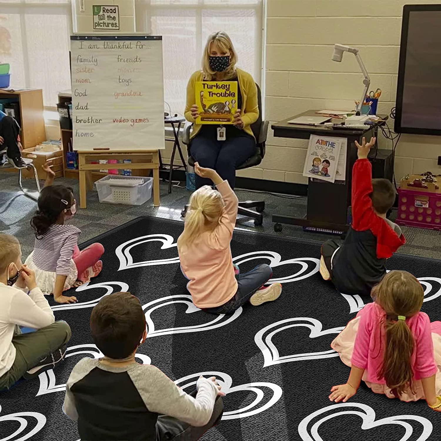 13'x7'5"-8'5"x6'5" Large Heart Classroom Carpet - BooooomJackson -Kids Rugs Carpet