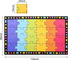 Booooom Jackson Classroom Carpets Kid Rug Children's Classroom Seating Rug for Nursery, School Learning Area, Children's Colorful Area Rug Educational Carpet with Non-Slip Backing(Seats 24),13' x 7'5"