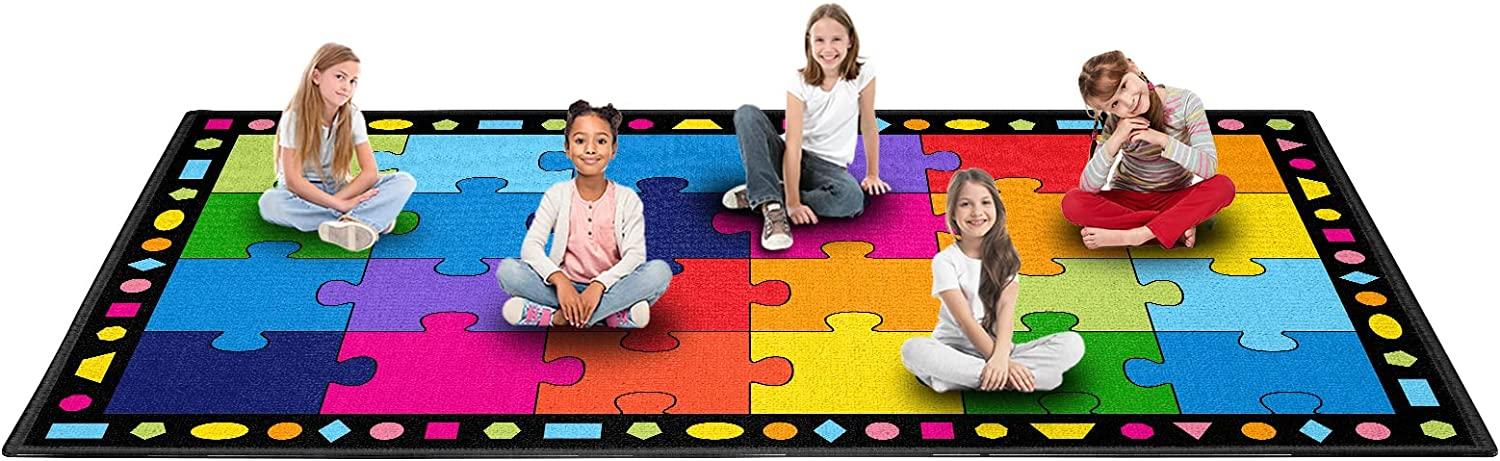 13‘x7'5" Large Classroom Rug Colorful Puzzle Classroom Carpet - BooooomJackson -Kids Rugs Carpet