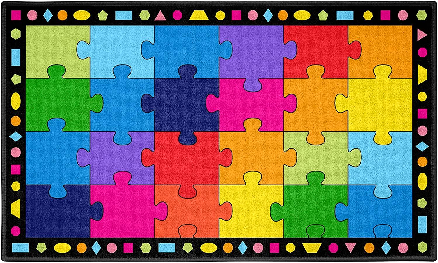 13‘x7'5" Large Classroom Rug Colorful Puzzle Classroom Carpet - BooooomJackson -Kids Rugs Carpet