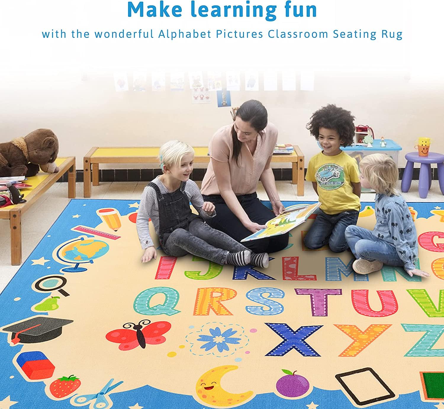 Booooom Jackson Kids Rug ABC Alphabet Rug 39X59 inches,Play Mat Educational Learning Daycare Playroom Nursery Rug Non-Slip Backing Play Rugs for Children 06