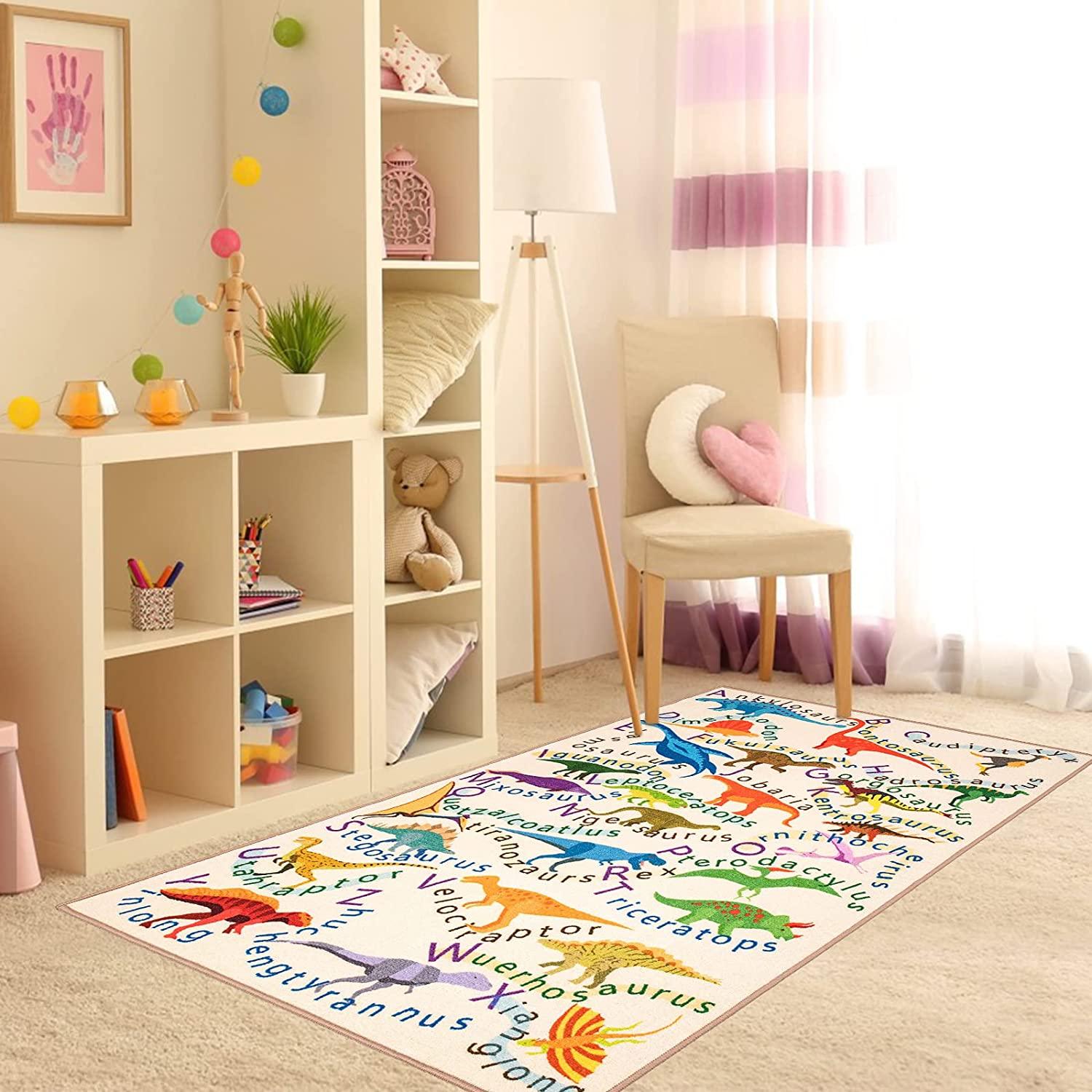 59”x39“ Kids Alphabet Dinosaur Rug for Playroom Classroom - BooooomJackson