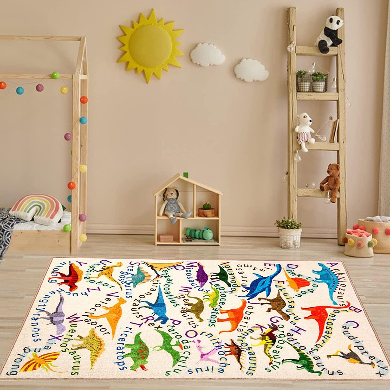 59”x39“ Kids Alphabet Dinosaur Rug for Playroom Classroom - BooooomJackson