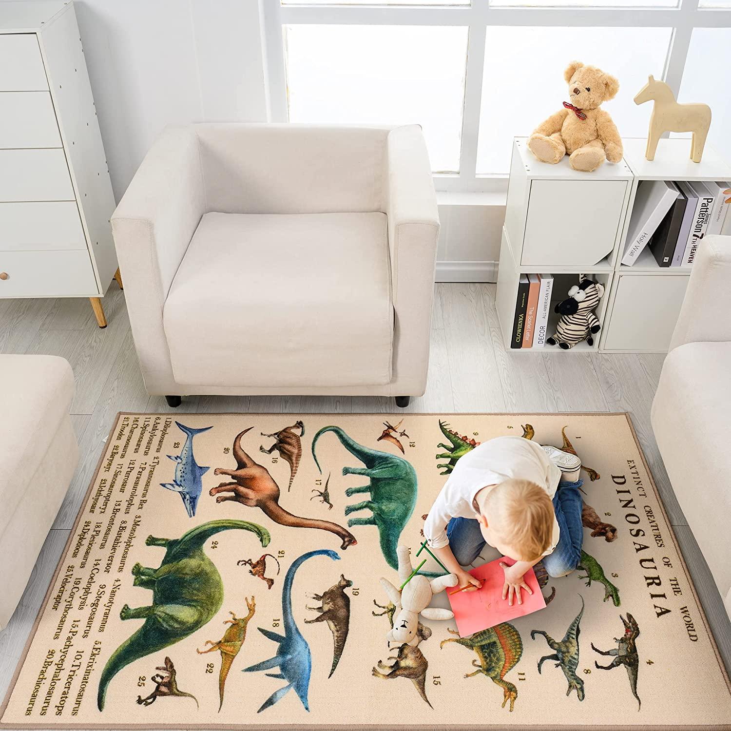 59"x39" Kids Area Rugs Dinosaur Educational Rug for Playroom Nursery - BooooomJackson-Kids Rugs Carpet