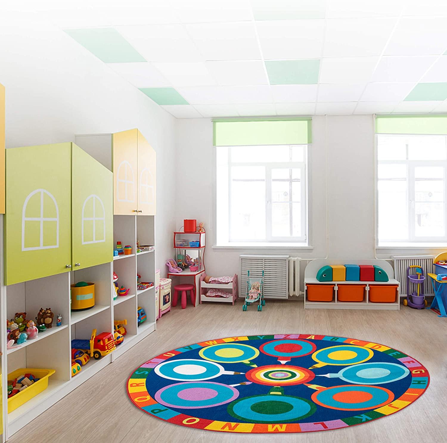 6'5 x6'5 Round Kids Classroom Seating Rug - BooooomJackson-Kids Rugs Carpet
