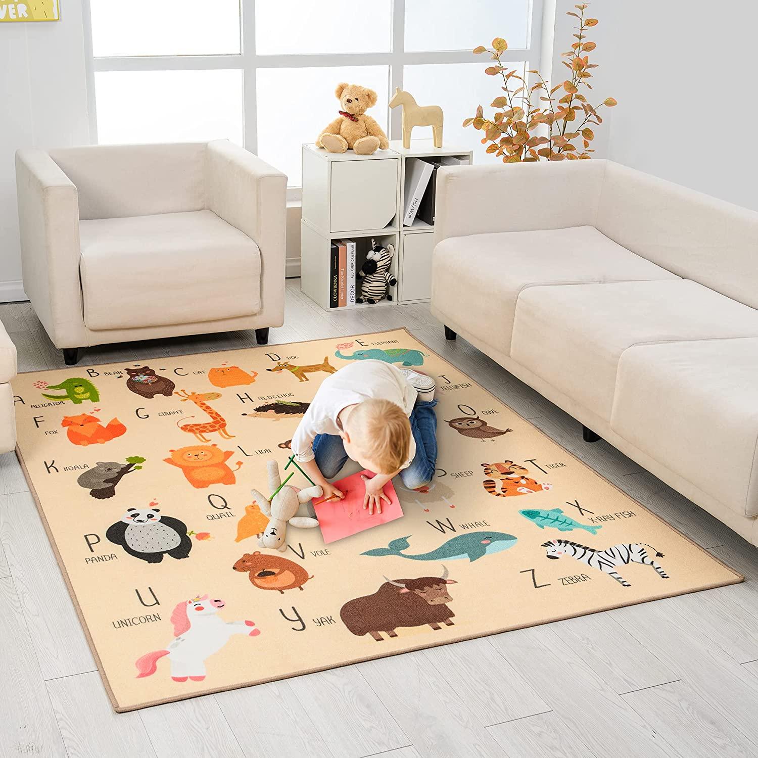 59"x79"Numbers and Animal Educational Classroom Rug for Playroom - BooooomJackson-Kids Rugs Carpet