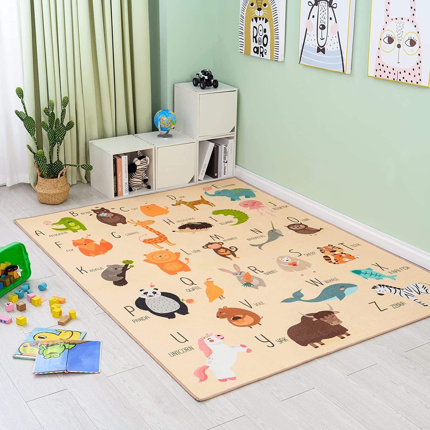 59"x79"Numbers and Animal Educational Classroom Rug for Playroom - BooooomJackson-Kids Rugs Carpet