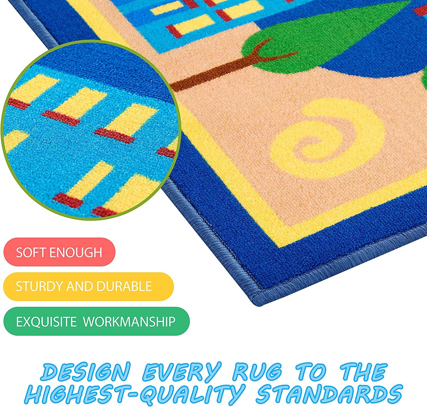 8'5"x 6'5"Reading Seat Area Rug Educational Carpet with Non-Slip Backing - BooooomJackson-Kids Rugs Carpet
