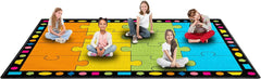 8'5"x6'5" Colorful Puzzle School Classroom Seating Carpet Elementary - BooooomJackson -Kids Rugs Carpet